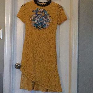 Oriental new wave lace/ embroidered dress